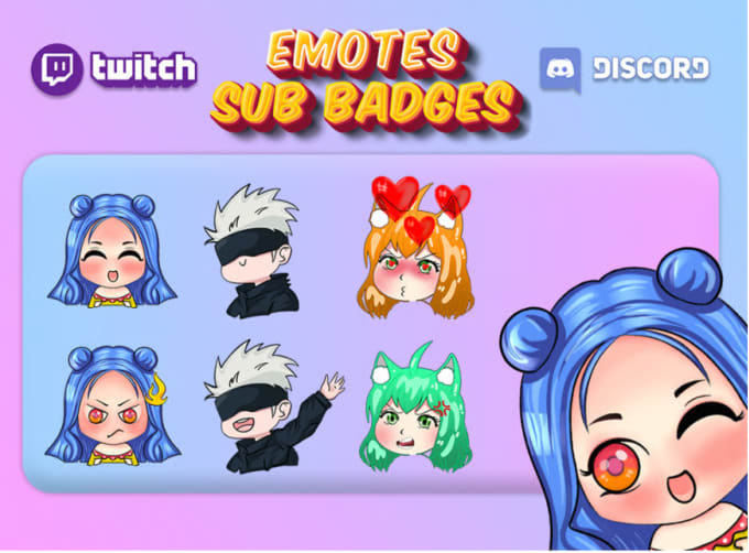 Draw cute chibi anime twitch emotes live2d vtuber model mascot in ...