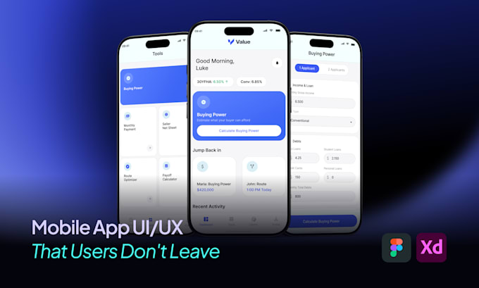 do mobile app UI UX design in figma for tech startups