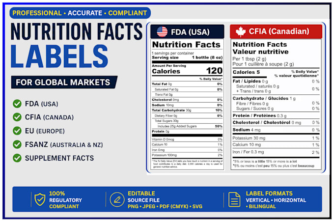 create fda compliant nutrition facts label for you