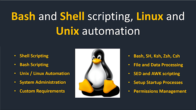 write bash and shell scripts and linux, unix automation
