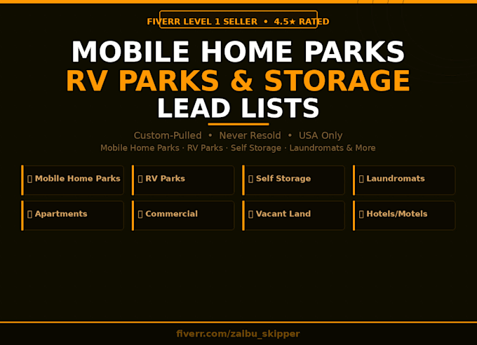 pull mobile home park rv park self storage laundromat owners contacts lists