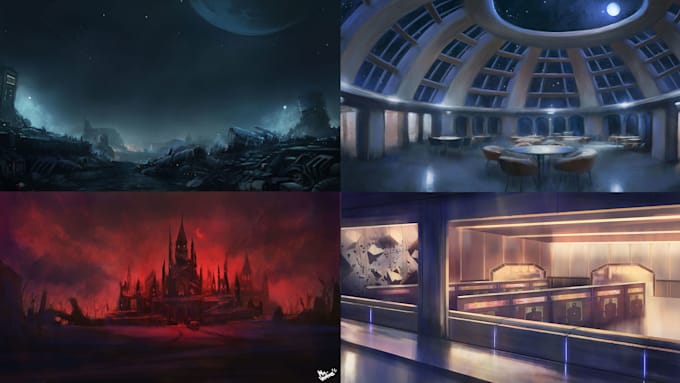 make environment painting for movie scene and games
