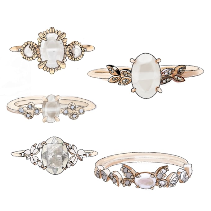 design premium digital sketch of jewellery sets and collections for you