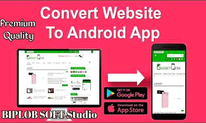 professional conversion of your website into an android app