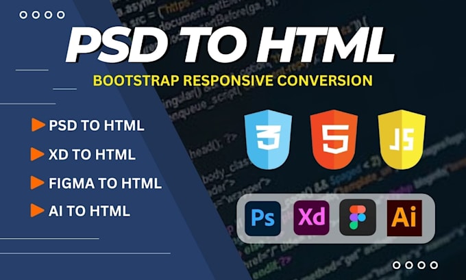 convert figma to HTML, xd to HTML, PSD to HTML css bootstrap 5 responsive