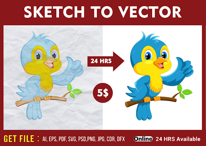 convert sketch to vector illustration, redraw logo or images