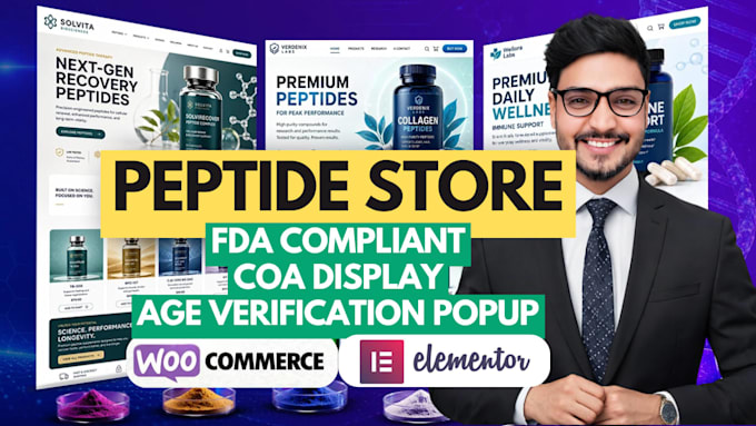 build research use fda compliant peptide website with processor integration