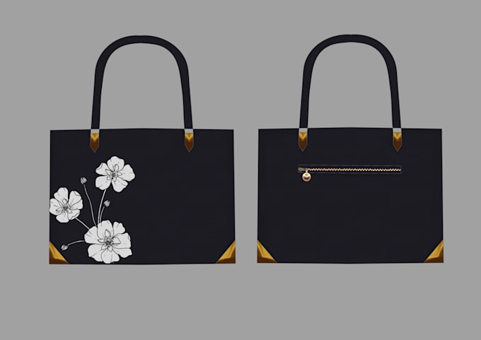 design hand bags technical flat sketch with tech pack
