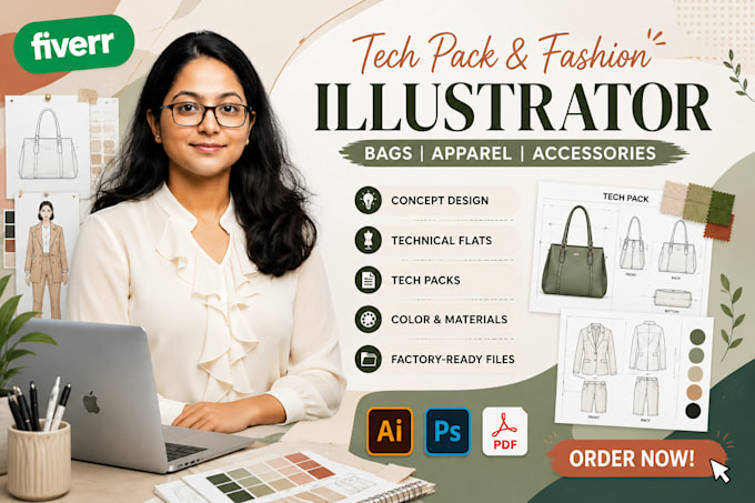 design hand bags technical flat sketch with tech pack