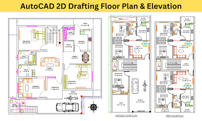 draw architectural floor plan in autocad