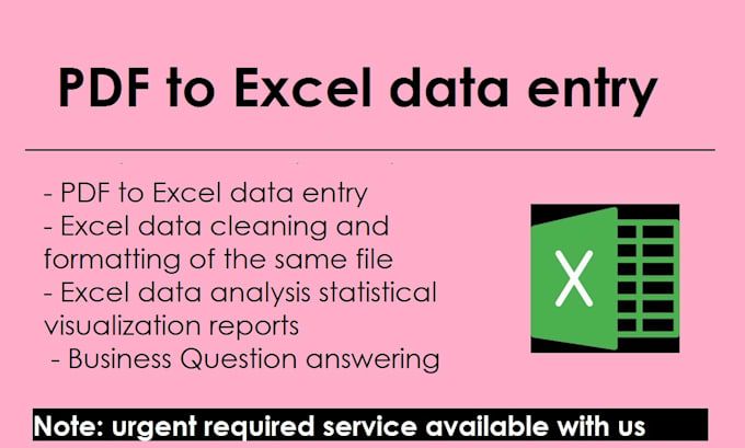 Do data entry, excel data entry, pdf to excel data entry by Jindal1980 ...