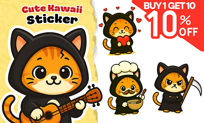 draw cute kawaii hand drawn simple cartoon character for sticker, mascot logo