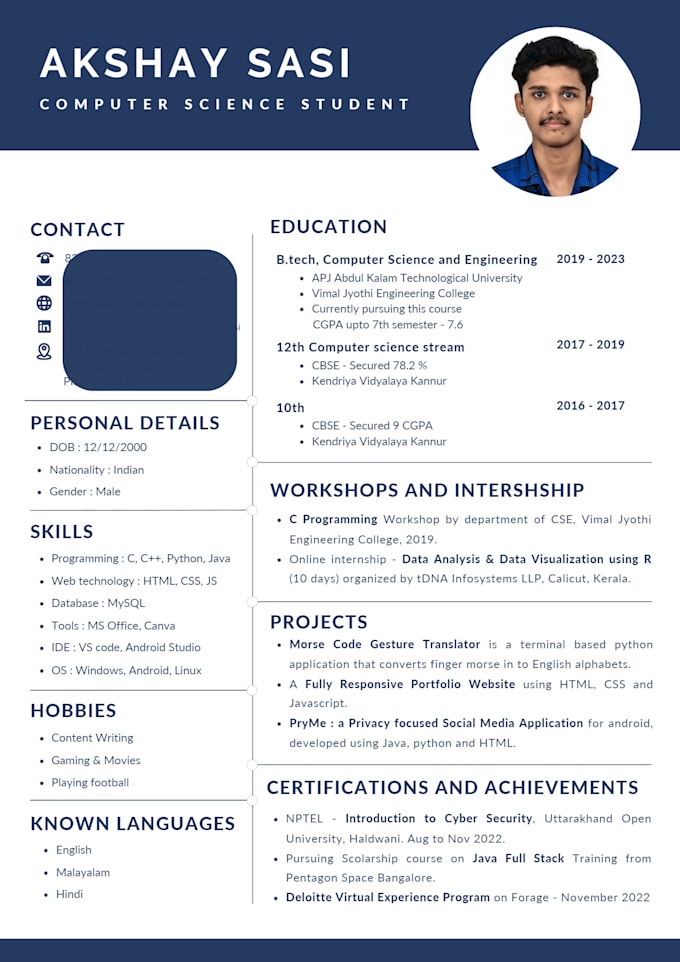 create you a stunning resume