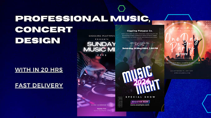 do music or concert event poster or retro design in 20hrs