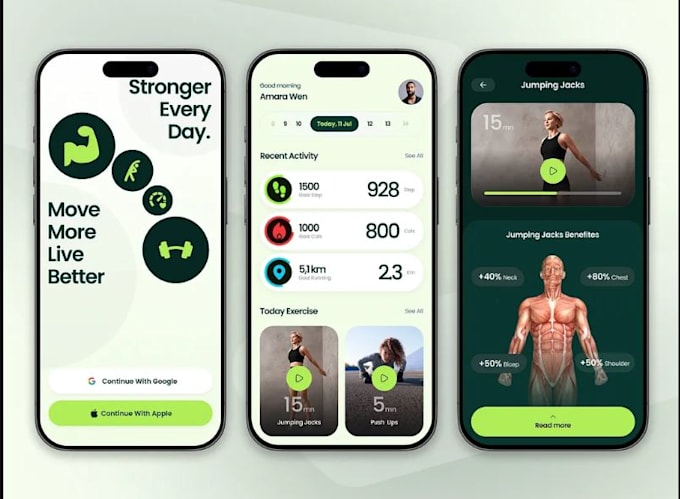 develop fitness app, fitness website, gym app, workout app and yoga app