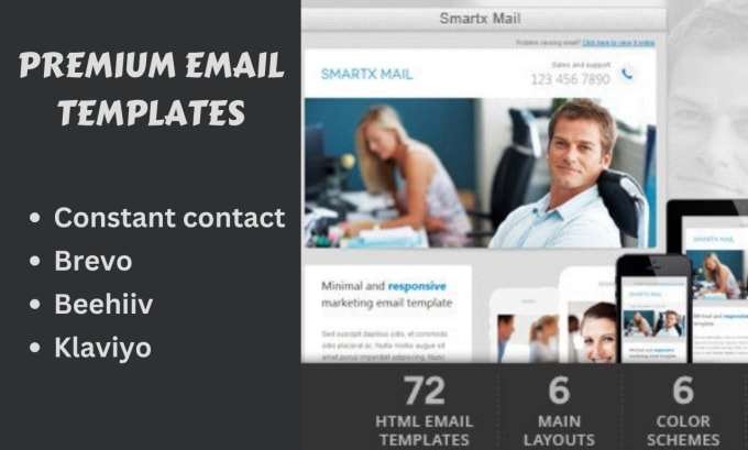 Design premium email templates for constant contact brevo beehiiv or