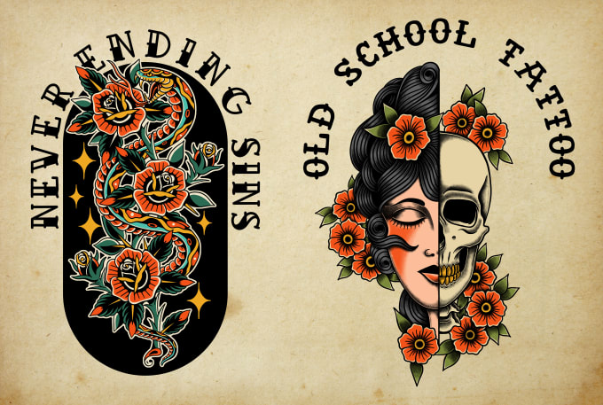 make you a traditional old school tattoo style design
