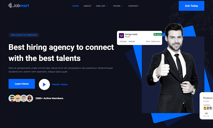 Develop recruitment website job board website agency website