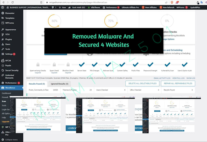 clean up malware, hacked wordpress websites, and secure
