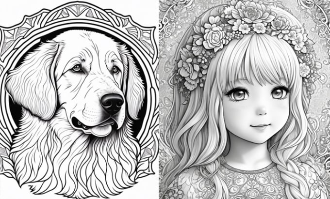 draw coloring book pages and lineart for adults and children