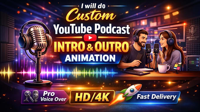 do custom youtube podcast intro and outro animation