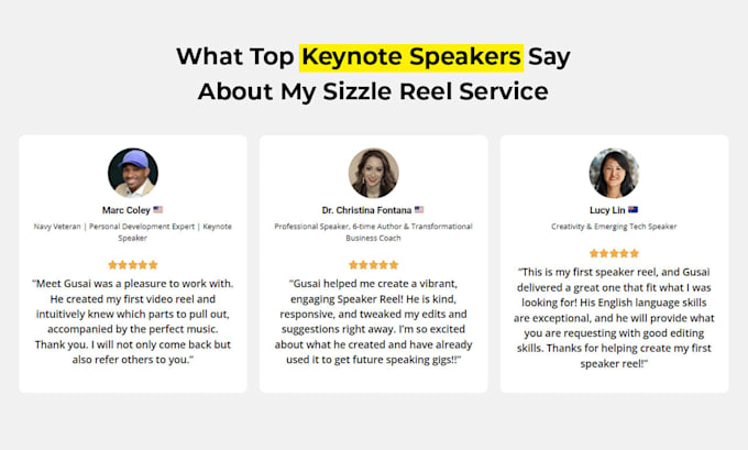 edit professional speaker reel video