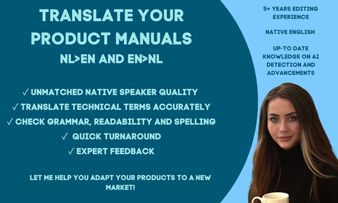 translate technical and user manuals to and from dutch