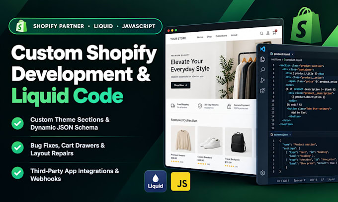 do custom shopify theme development, liquid code and bug fixes