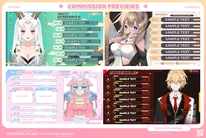 design an unique vtuber stream schedule for twitch twitter