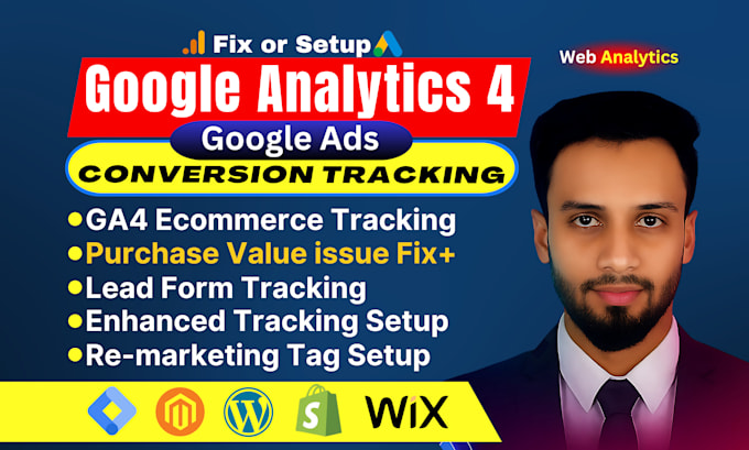setup google analytics 4, ga4 ecommerce tracking, ads conversion tracking by GTM