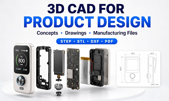 create 3d cad models for product design, 3d printing and manufacturing