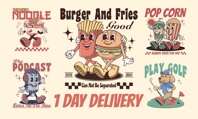 vintage and retro style logo character design