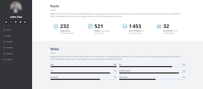 Create a portfolio, resume website for you using html css js by ...