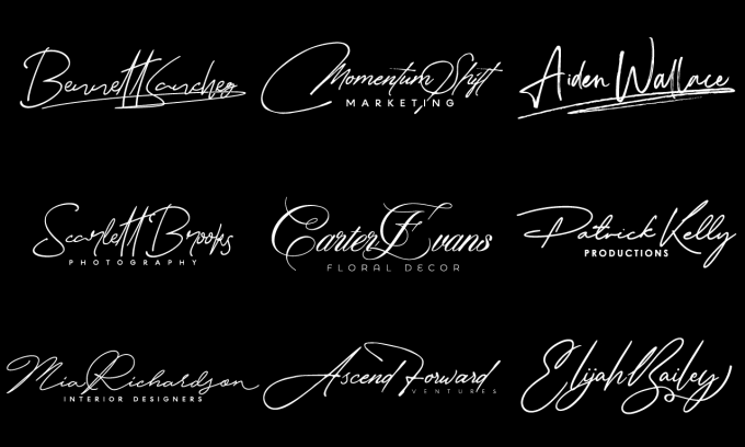 Design handwritten cursive signature logo by Emiicreation | Fiverr