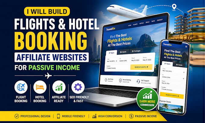create flights and hotel booking affiliate websites for passive income