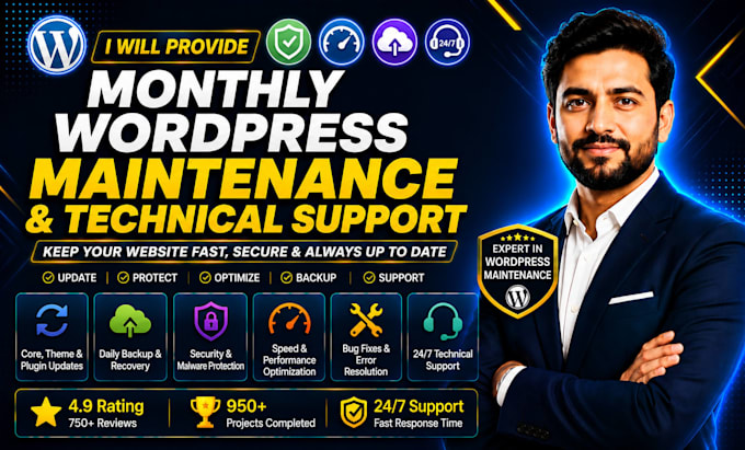 provide monthly wordpress maintenance, support and bug fixes