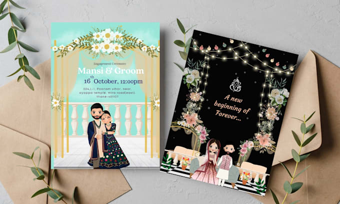 design engagement or wedding card or video