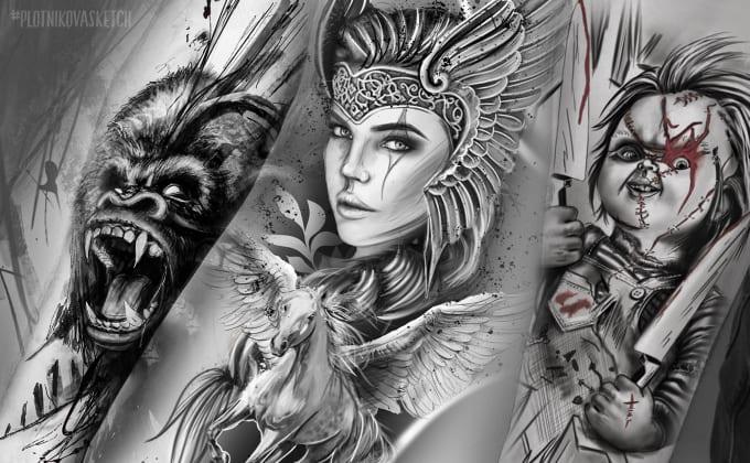 I will draw a unique graphic sketch tattoo design
