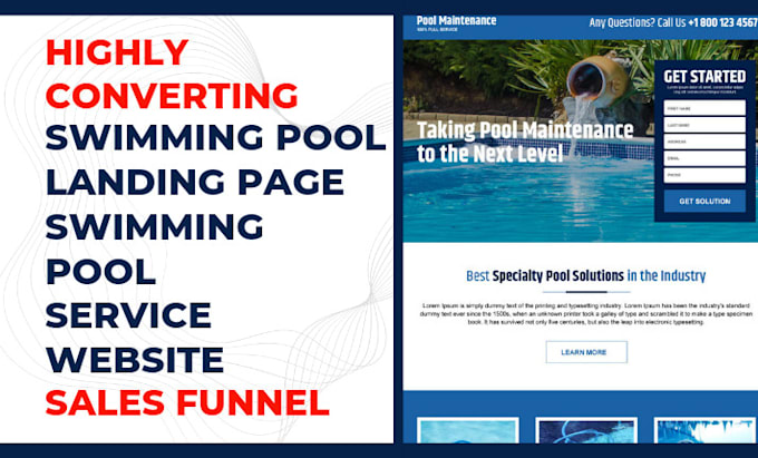 Website Pool Services Design swimming pool landing page pool service website pool sales ...