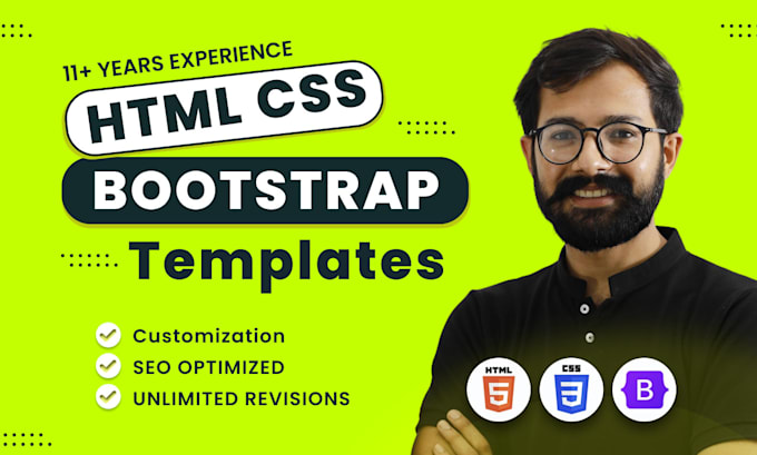 Customize website design template using html css bootstrap by ...