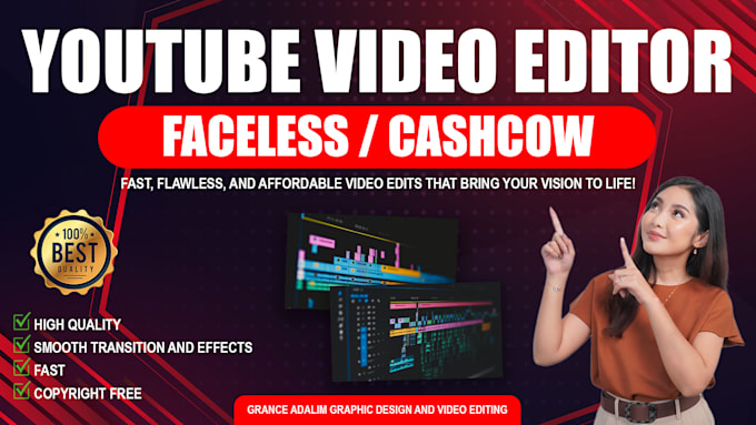 do youtube video editing like faceless video and cashcow