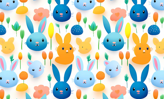 Design very cute and lovely rabbit pattern by Remiekim | Fiverr
