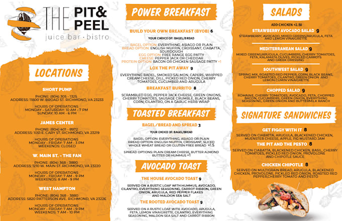 design your menu for bars, restaurants, brochures, trifolds