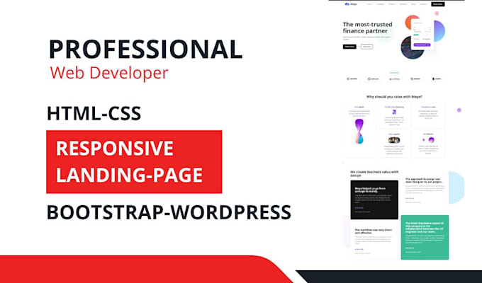 Create responsive landing page design using html , css,bootstrap and ...