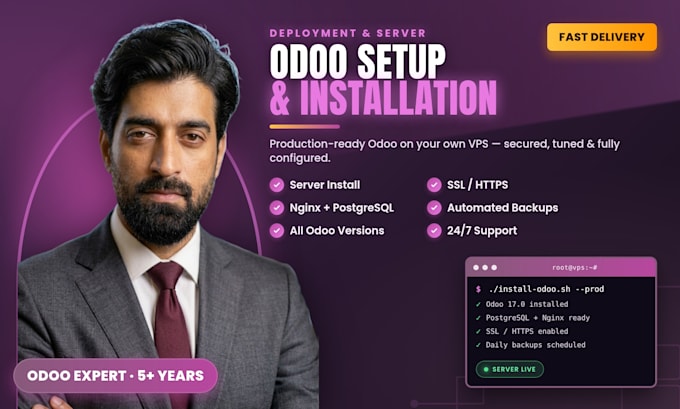 setup, install and configure odoo on your vps server with ssl and backups