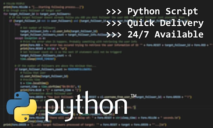 Write you a python script by Jesperweijnen | Fiverr
