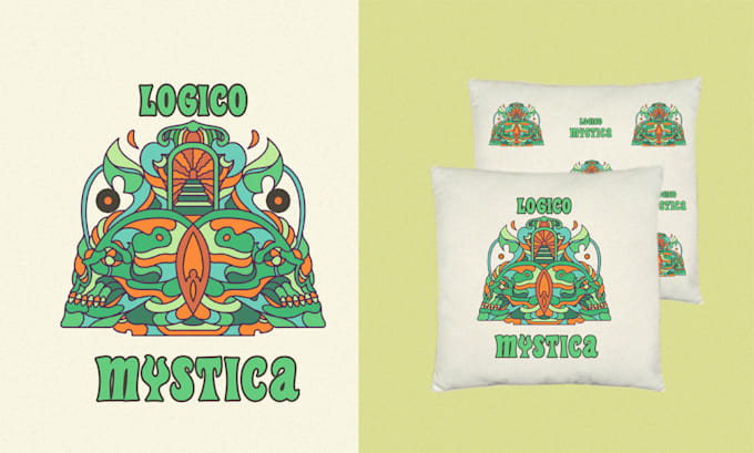 draw a minimalism psychedelic illustration for merchandise