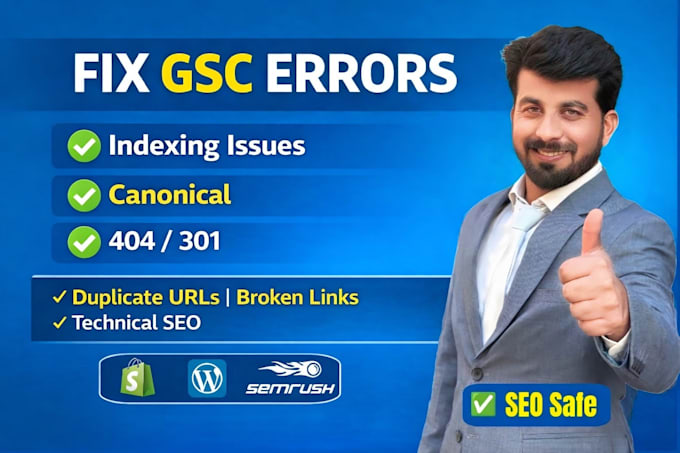 fix 404 broken links, gsc indexing issues and canonical issues