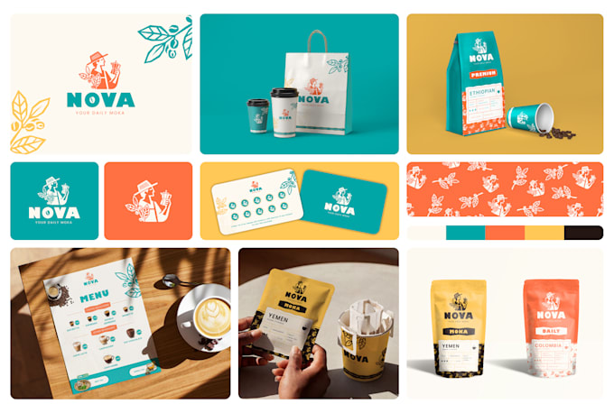 design a modern logo and branding package for your coffee shop or restaurant