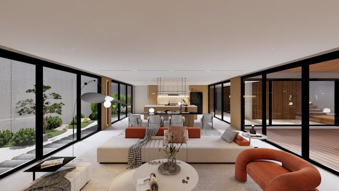 Do design and render a minimalist japandi interior by Leimoreid | Fiverr